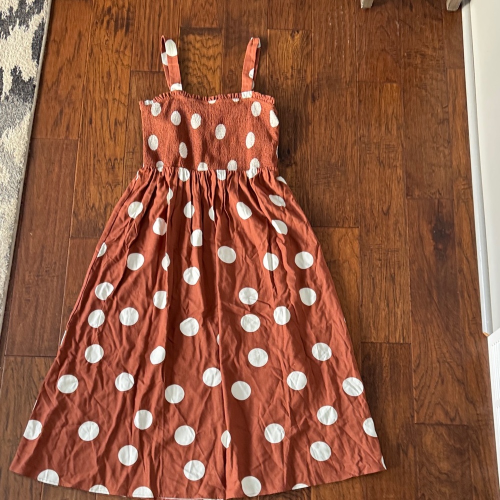 Blu Pepper Kids Dress in Brown and White